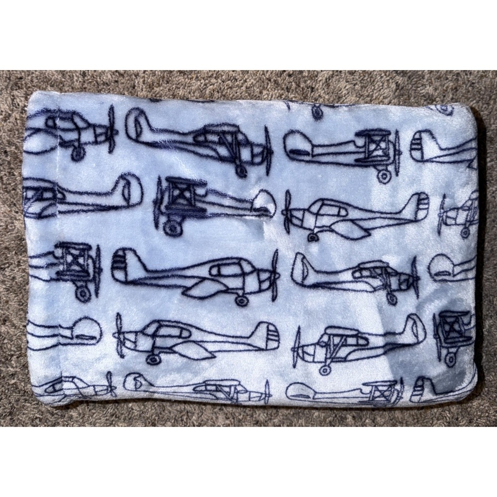 Hudson Baby Blanket Blue Airplane‎ Plane Plush White Sherpa HB Security Lovey